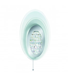 Aplique LED ovalado, en cromo, cristal y vidrio.