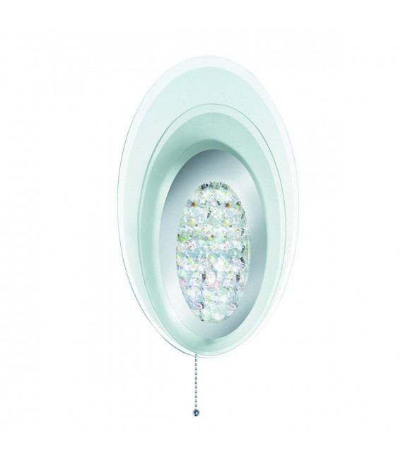 Aplique LED ovalado, en cromo, cristal y vidrio.