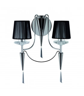 Aplique Duchess, en cromo y cristal con 2 pantallas negras.