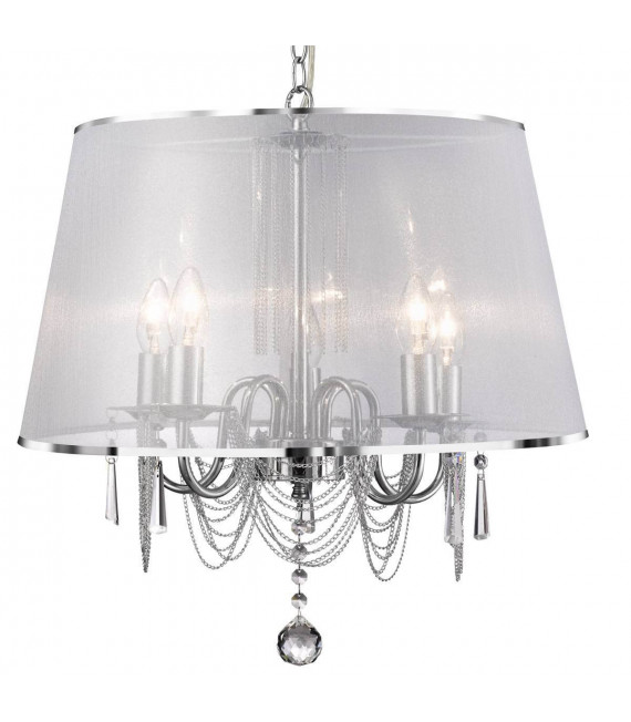Hängelampe 10 Vino-Lampen aus Chrom, Glas und Kristall