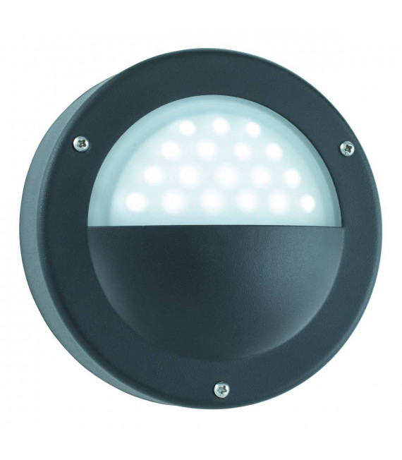 Applique da esterno a led tondo, in alluminio e vetro, nero