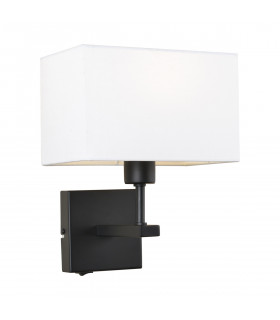 Modern bedside wall lamp Norte Matte black with rectangular white shade