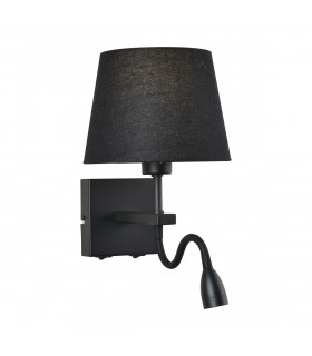 Modern bedside wall lamp Norte Matt black round black shade