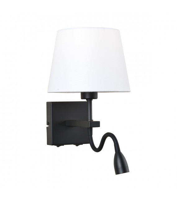 Applique da comodino moderna Norte Paralume bianco nero opaco