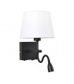 Modern bedside wall lamp Norte Matt black white lampshade