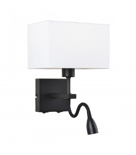 Applique da comodino moderna Norte con paralume rettangolo bianco