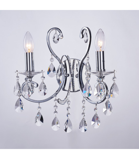 Barocco Chrome Black Crystal Wandleuchte