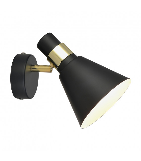 Industrie- und Retro-Wandleuchte Biagio Mattschwarz, Gold