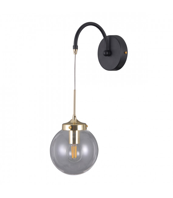 Lámpara de pared industrial y retro Domenico Negro mate, dorado