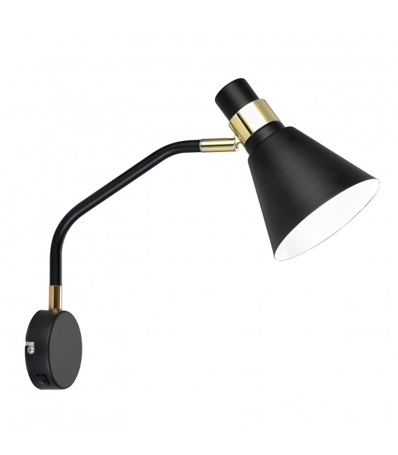 Lampada da parete industriale e retrò Biagio Nero opaco, oro