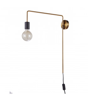Industrial and retro wall lamp Moniq Matt black, gold