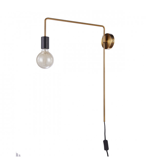 Industrie- und Retro-Wandleuchte Moniq Mattschwarz, Gold