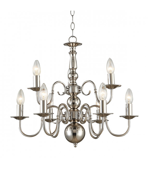 Lustre classique Marion Chrome 9 ampoules