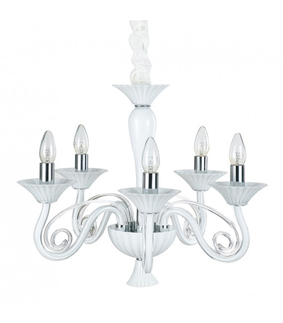 Lustre moderne Verona blanc 5 ampoules