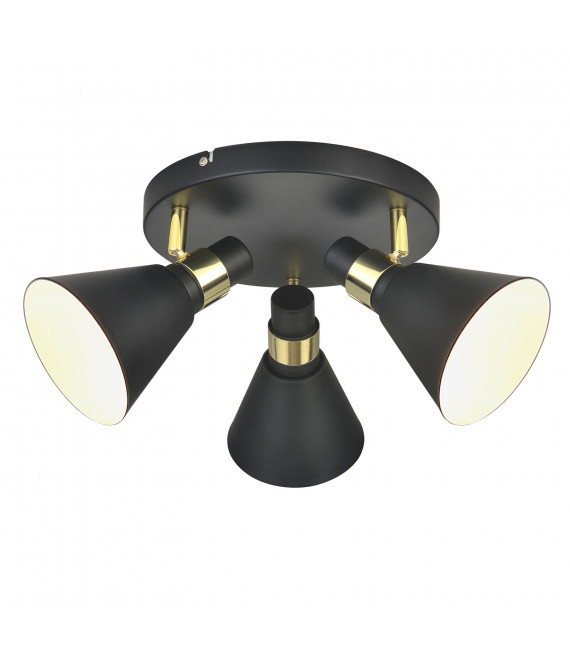 Lampada da soffitto industriale e retrò Biagio Nero opaco, oro