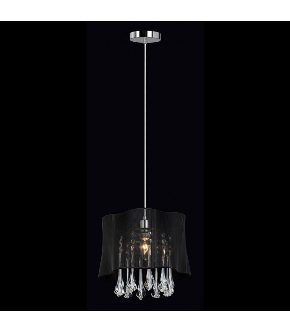 Suspension en cristal Cali Chrome, noir