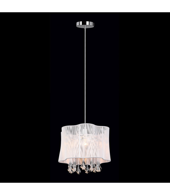 Cali Chrome crystal pendant light, white