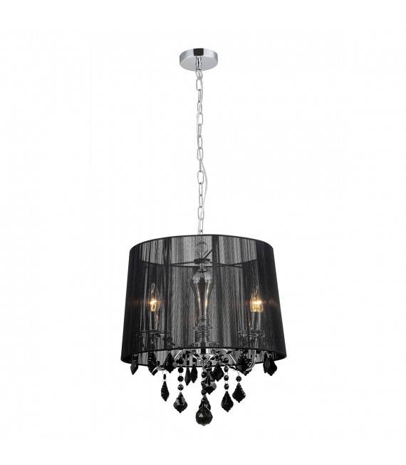 Cornelia Chrom Kristall Pendelleuchte, schwarz