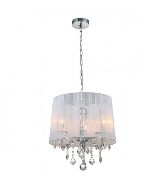 Cornelia Chrome crystal pendant lamp, white