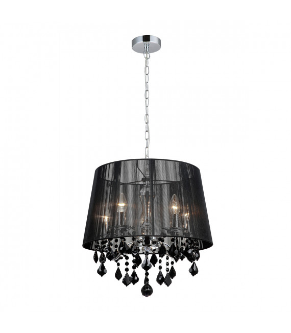 Cornelia Chrom Kristall Pendelleuchte, schwarz
