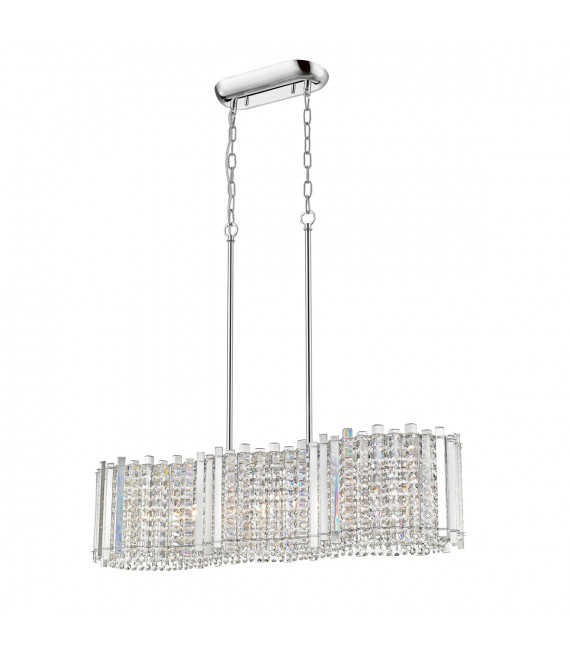 Suspension en cristal Carla Chrome, transparent 6 ampoules