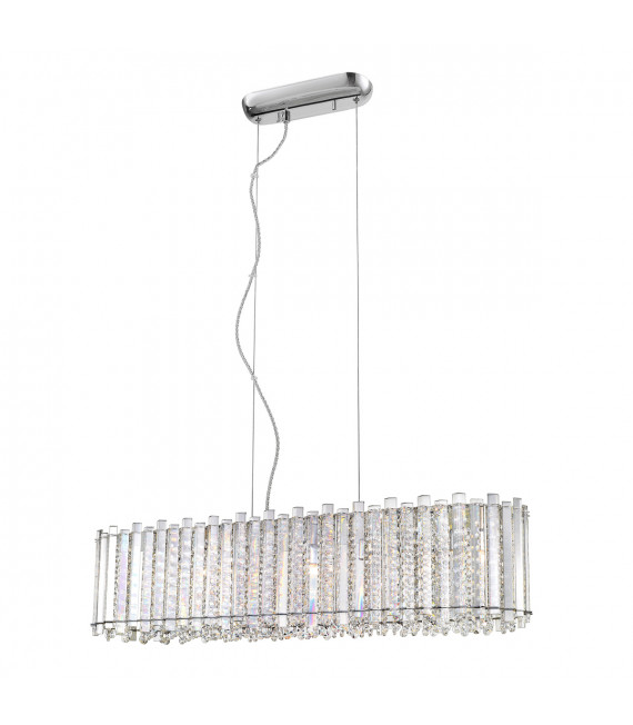 Lampada a sospensione in cristallo Carla Chrome, trasparente