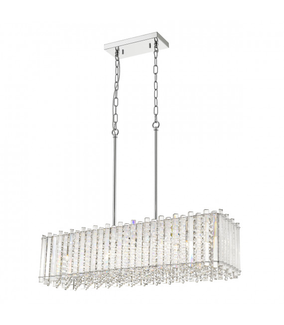 Lampada a sospensione in cristallo Carla Chrome, trasparente
