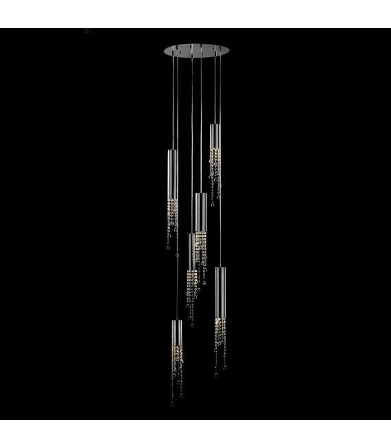 Lampada a sospensione in cristallo Larix cromato