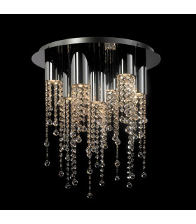 Larix Chrome crystal pendant light, 7 bulbs