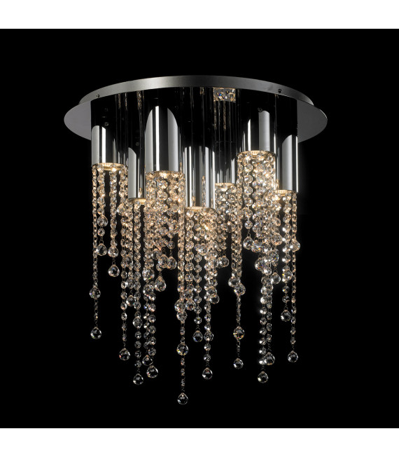 Larix Chrom Kristall Pendelleuchte