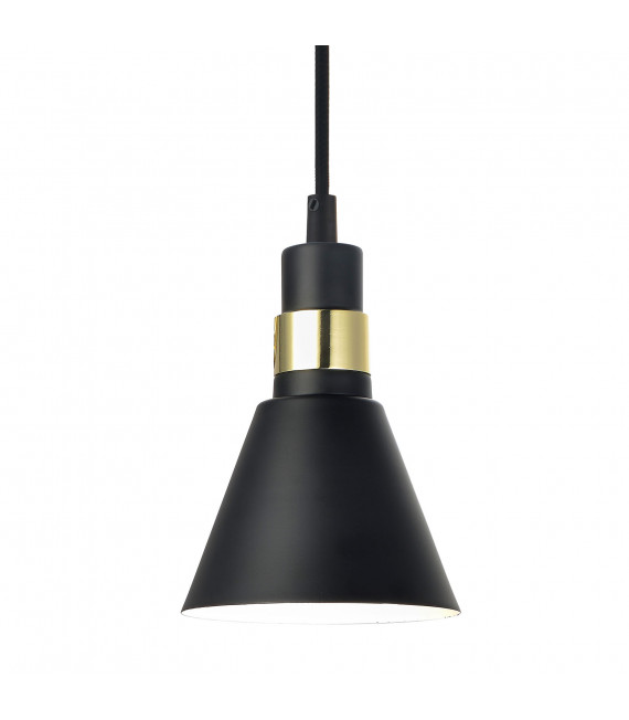 Lampada a sospensione industriale e retrò Biagio Nero opaco, oro