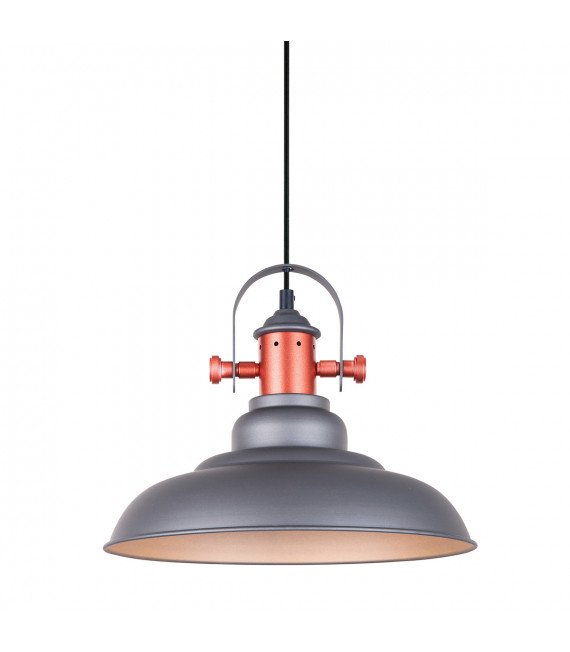 Lampada a sospensione industriale e retrò Temper Grey, rame