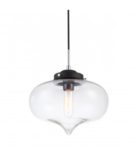 Suspension industrielle et rétro Heart Noir abat jour transparent