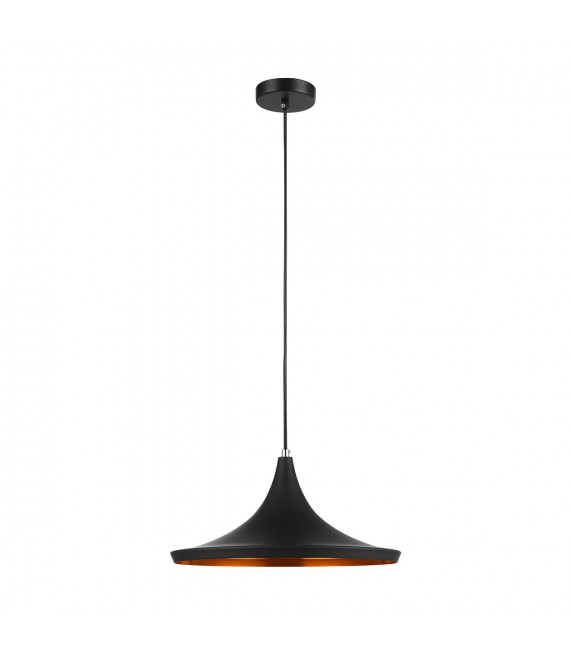 Industrial and retro pendant light Pedro Black, brass