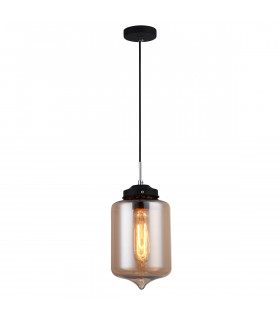 Industrial and retro pendant light Tube Noir with shiny lampshade