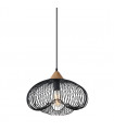 Industrial and retro pendant lamp Nuka Black in wood