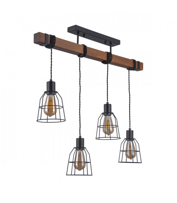 Lampada a sospensione industriale e retrò Reda Nero opaco