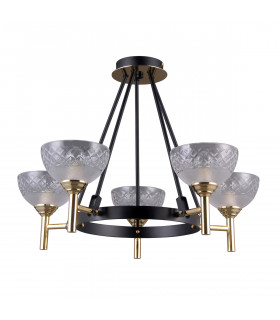 Lampada a sospensione industriale e retrò Tomasso Nero opaco, oro