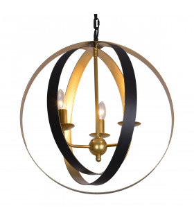 Lámpara colgante industrial y retro Kaia Matt negro, dorado