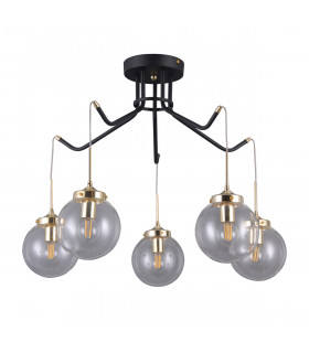 Lámpara colgante industrial y retro Domenico Negro mate, dorado
