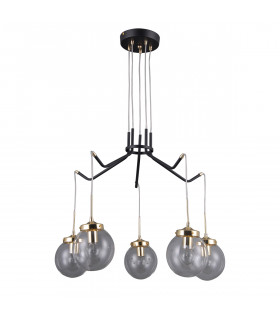 Lampada a sospensione industriale e retrò Domenico Nero opaco, oro