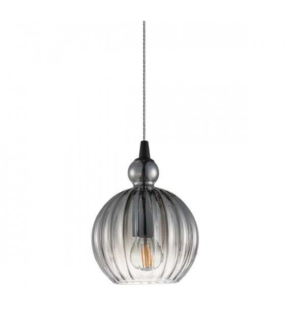 Suspension moderne Biron Noir mat et gris fumé