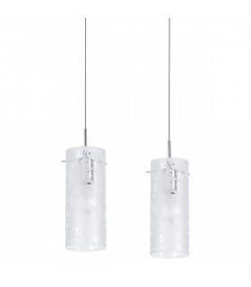 Suspension moderne Naolin Chrome, blanc 2 ampoules