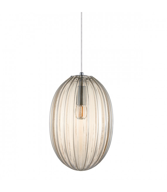 Suspension moderne Parlo Chrome et cognac