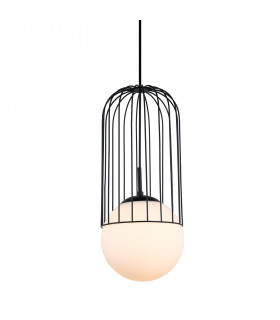 Modern suspension Matty Black, glass and steel