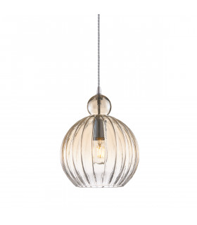 Suspension moderne Biron Chrome hauteur 37,3 Cm