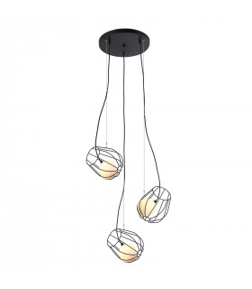 Suspension moderne Melisa Noir en verre et acier