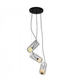 Suspension moderne Coco Noir en verre et acier