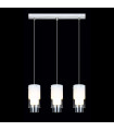 Suspension moderne Christo Chrome, blanc 3 ampoules