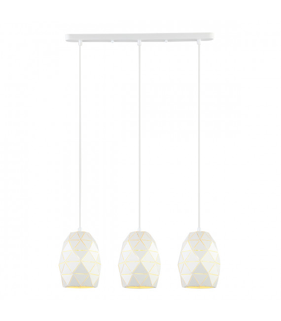 Suspension moderne Harley blanc 3 ampoules en acier
